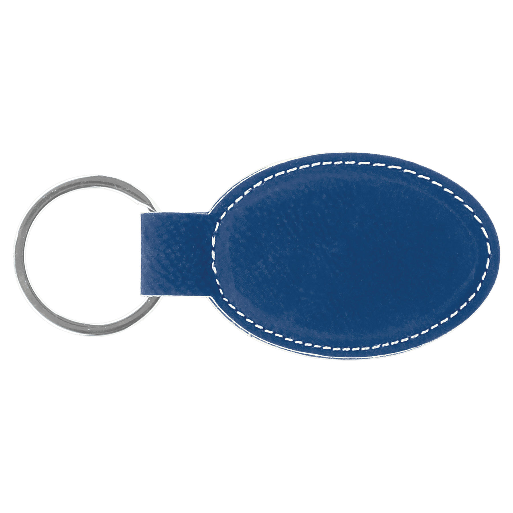 Blue/Silver Leatherette Oval Keychain 4