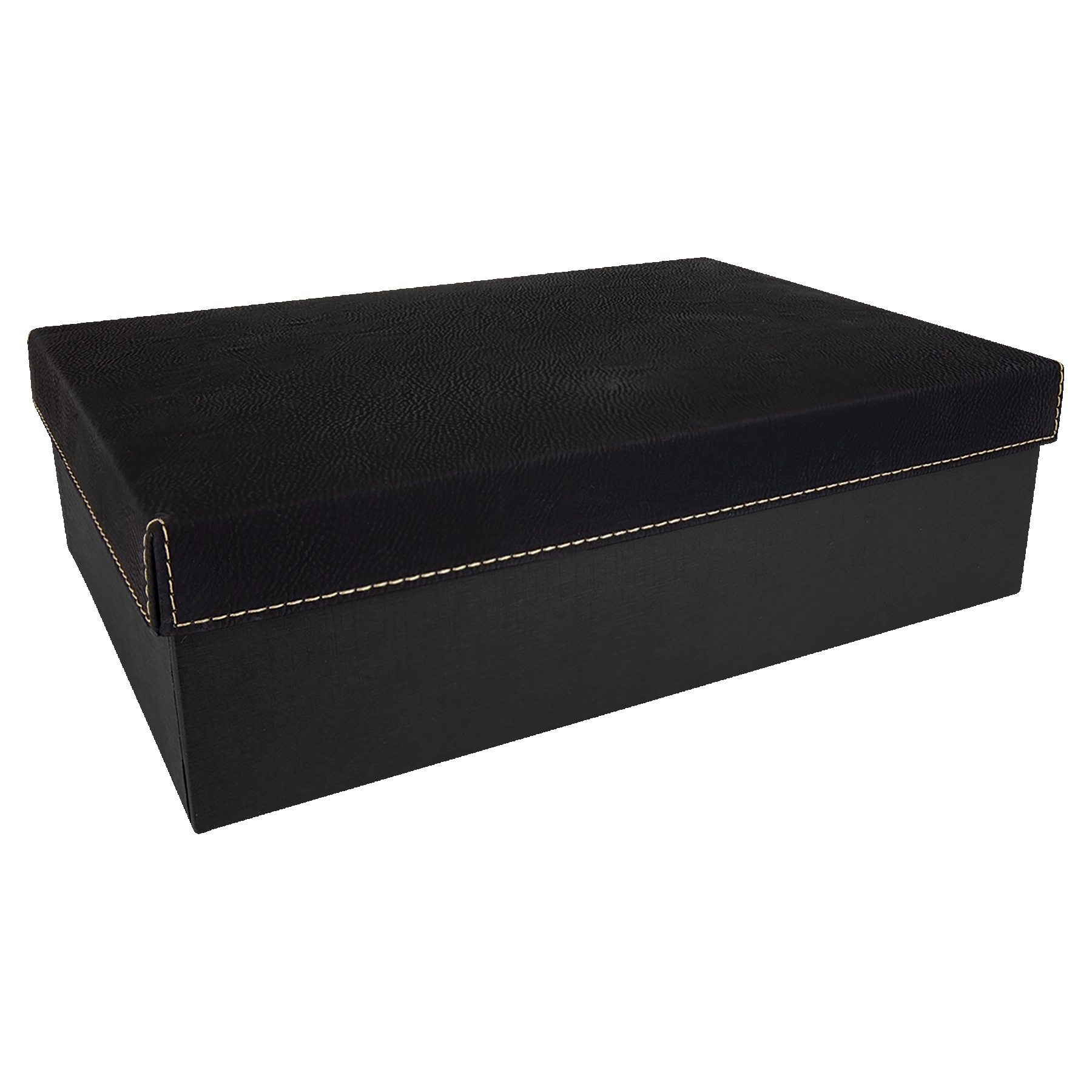 Black/Gold Gift Box w/Laserable Leatherette Lid (11 3/4" x 7 3/4") 3