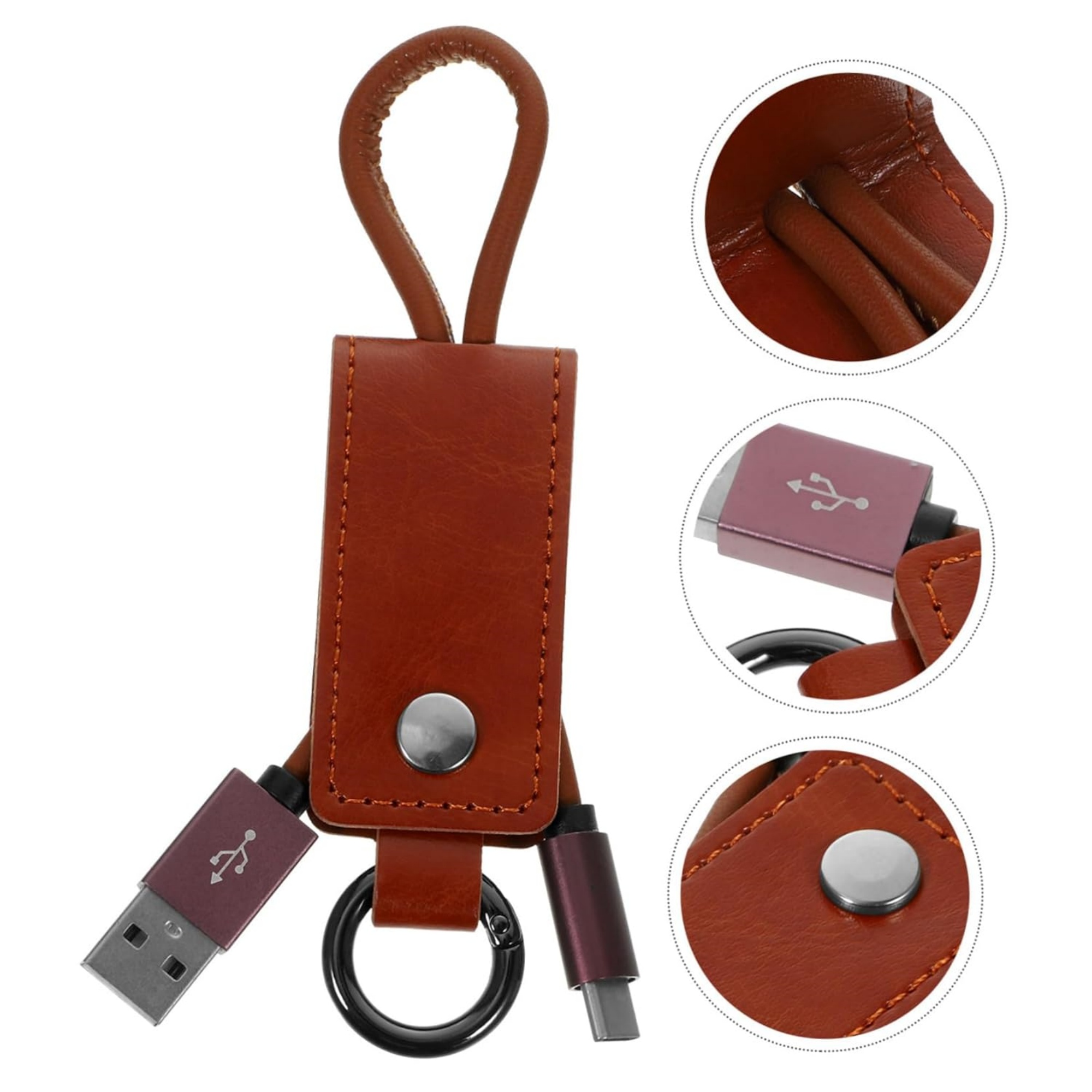 3-in-1 PU Leather Charging Cable with Keychain 10