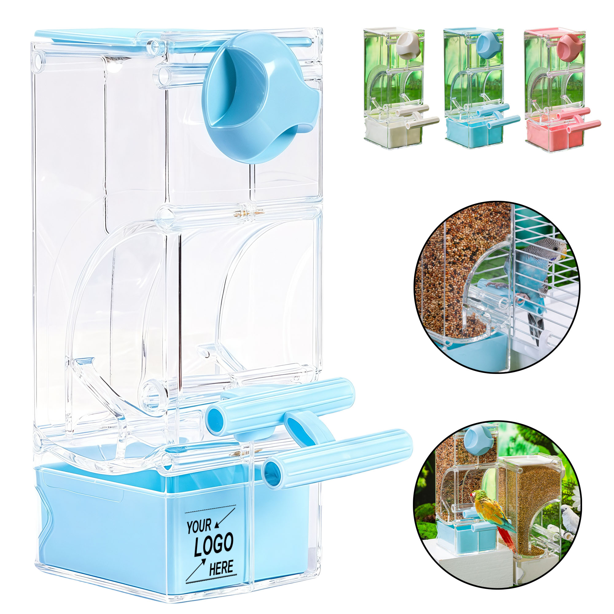 Parrot Bird Feeder Anti-Spill Automatic Dispenser Hanging Food Container 4