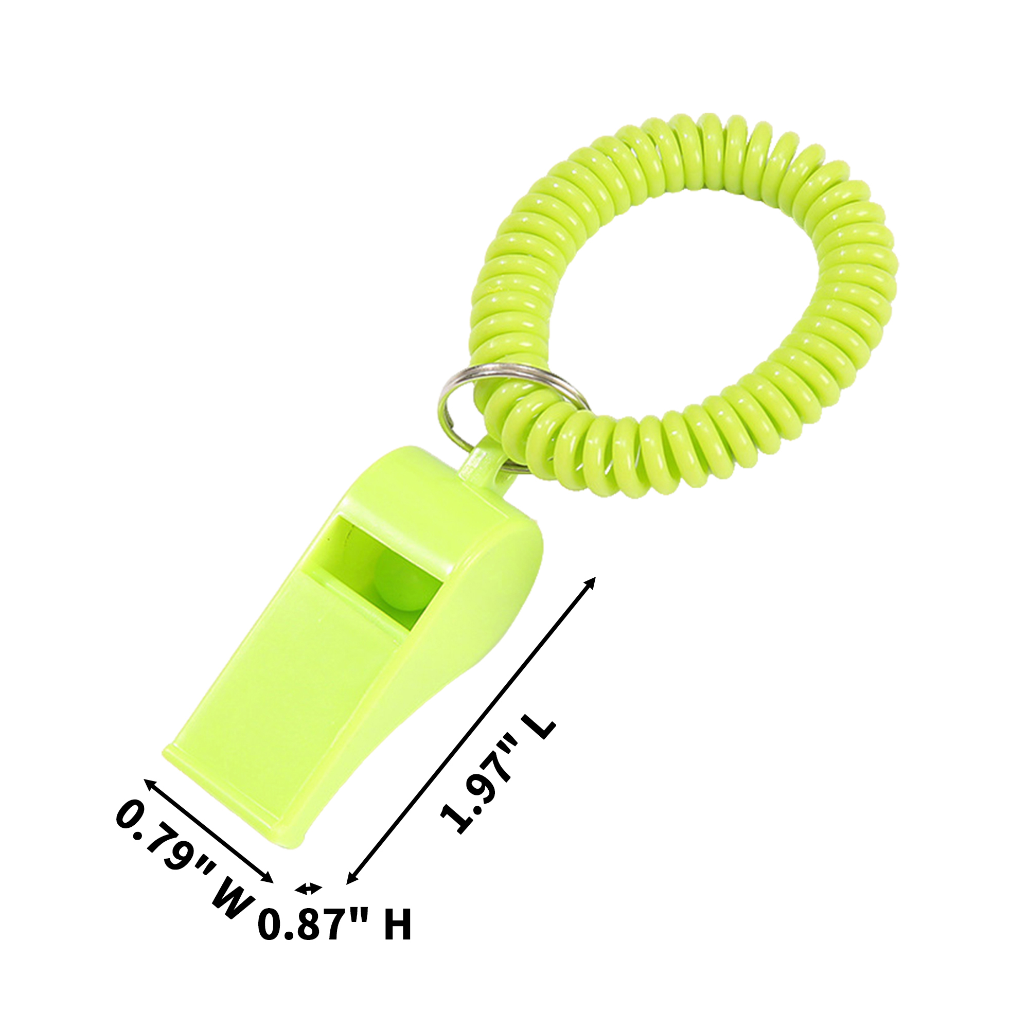 Vinyl Coil Wrist Whistle With Key Ring 1.97" Length X 0.79" Width X 0.87" Height 2