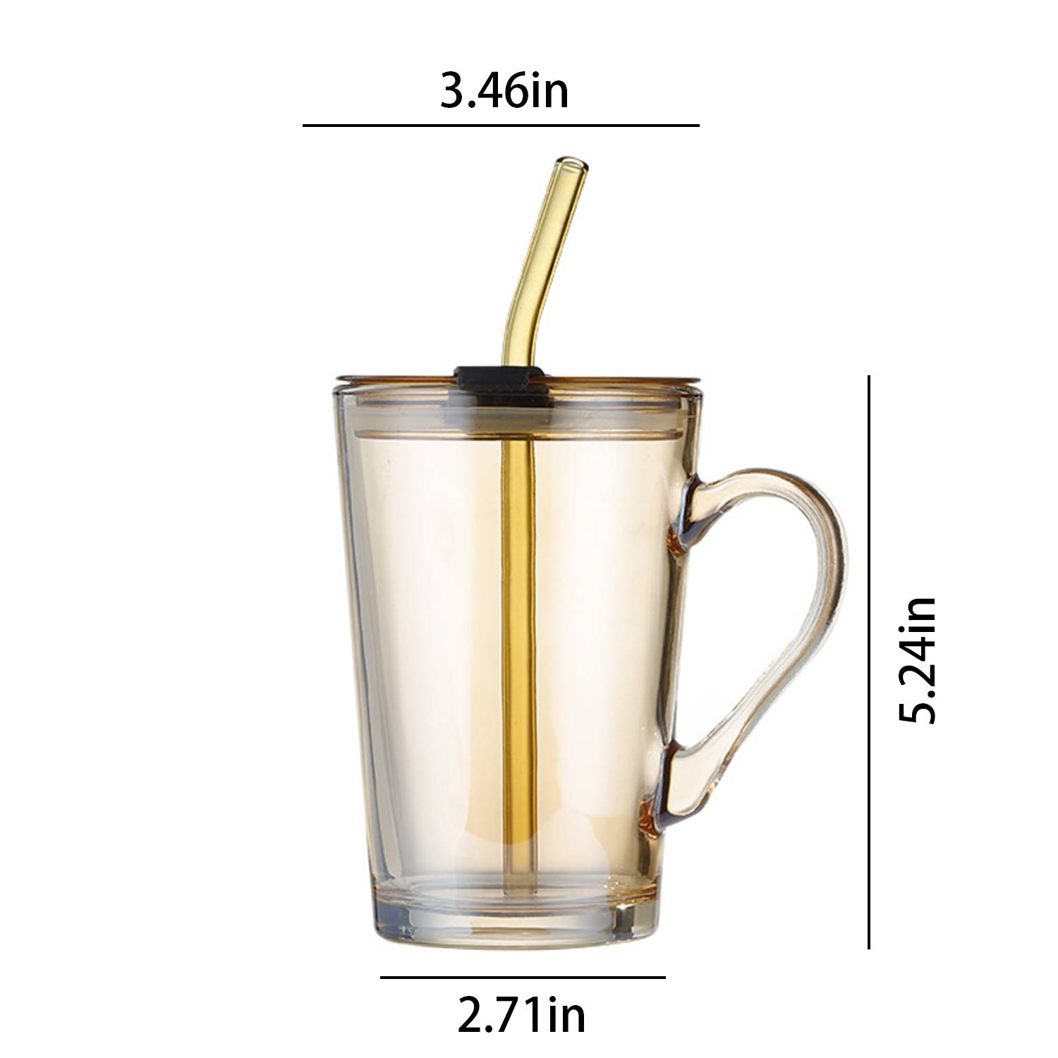 Glasses Cup with Handle Lid Straw 3