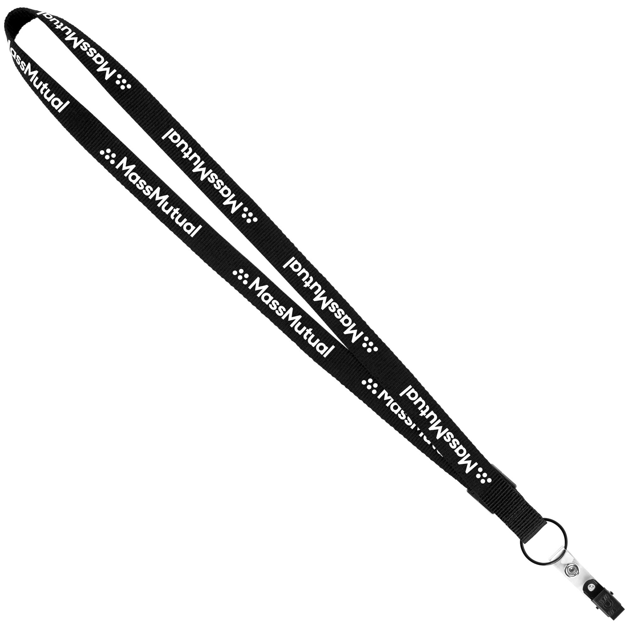3/4" Original Fast Track Lanyard with Black Bulldog Clip - Black 1