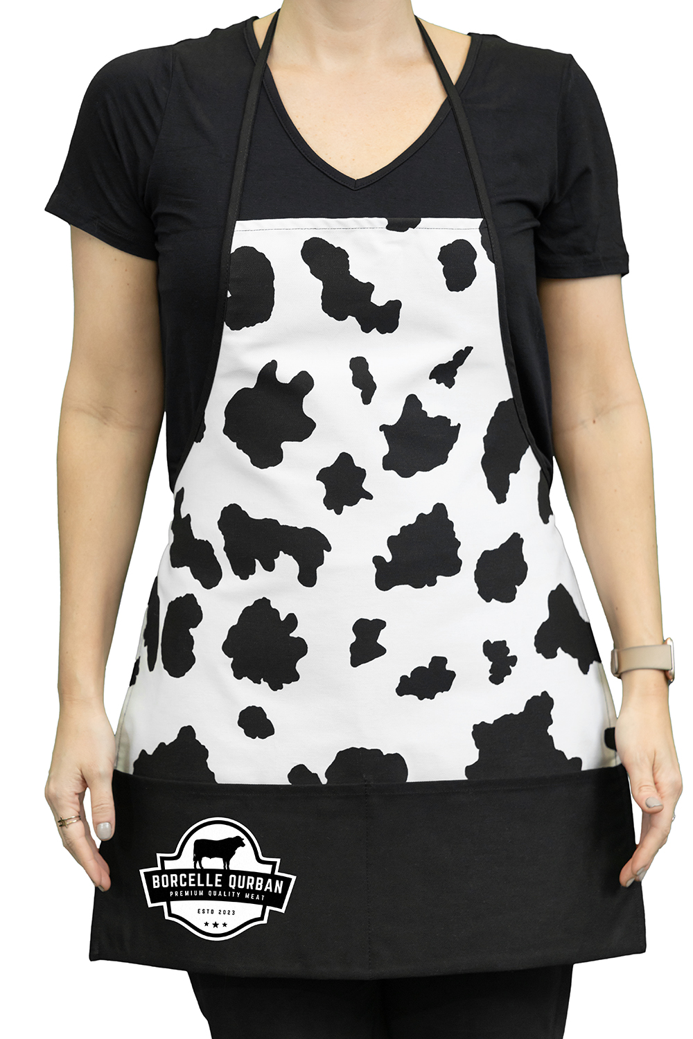 Pouch Pocket Cow print Apron