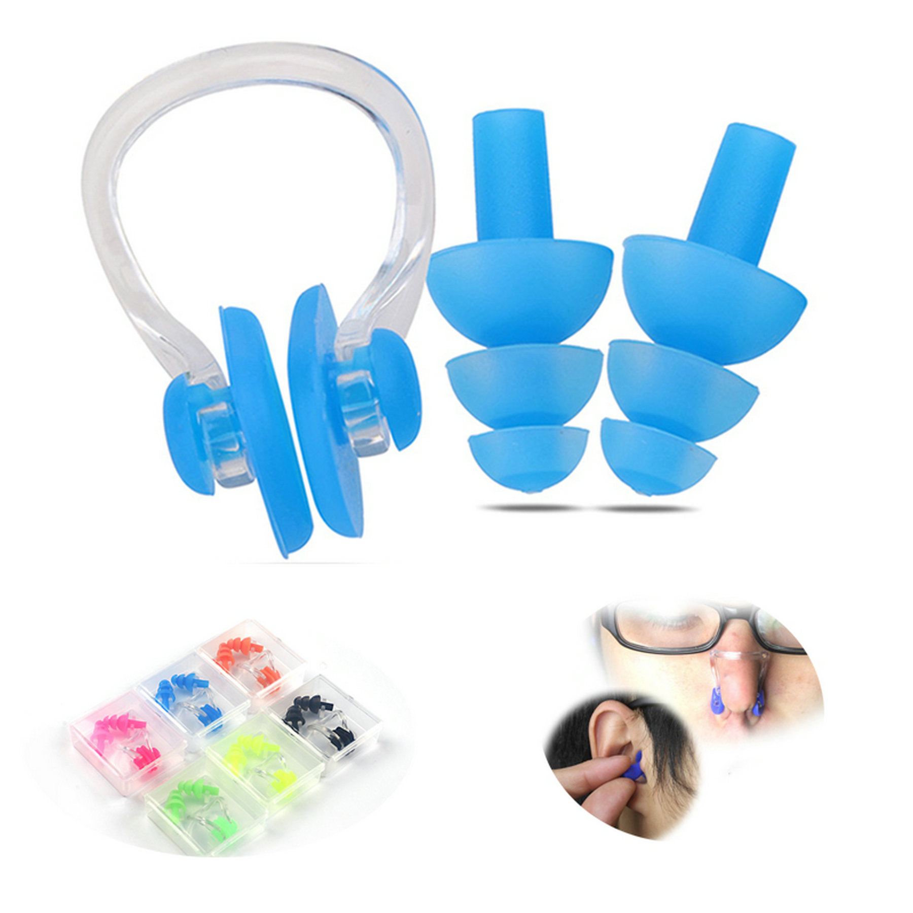 Waterproof Silicone Swimming Earplugs and Nose Clip 1