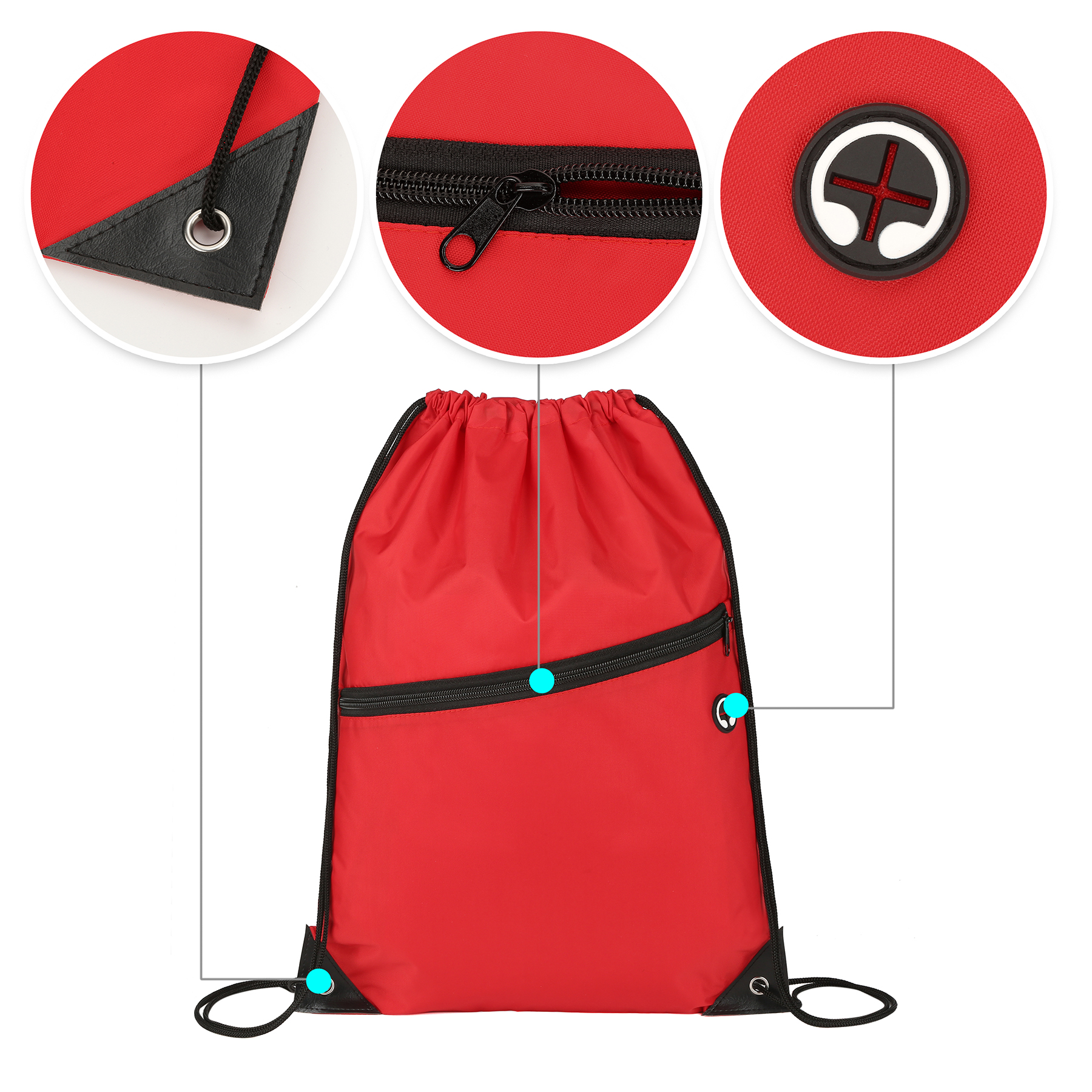 Nylon Drawstring Backpack With Zipper Pocket 5