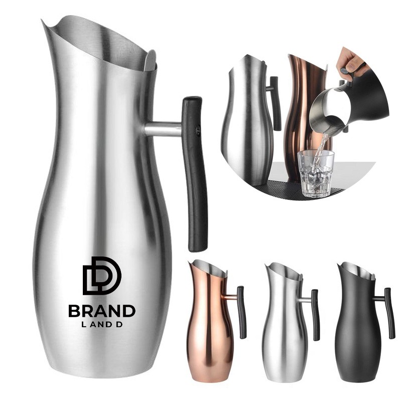 2L Cold Drinks Kettle Tea Pot Stainless Steel Water Pitcher Jug with Ice Guard 2