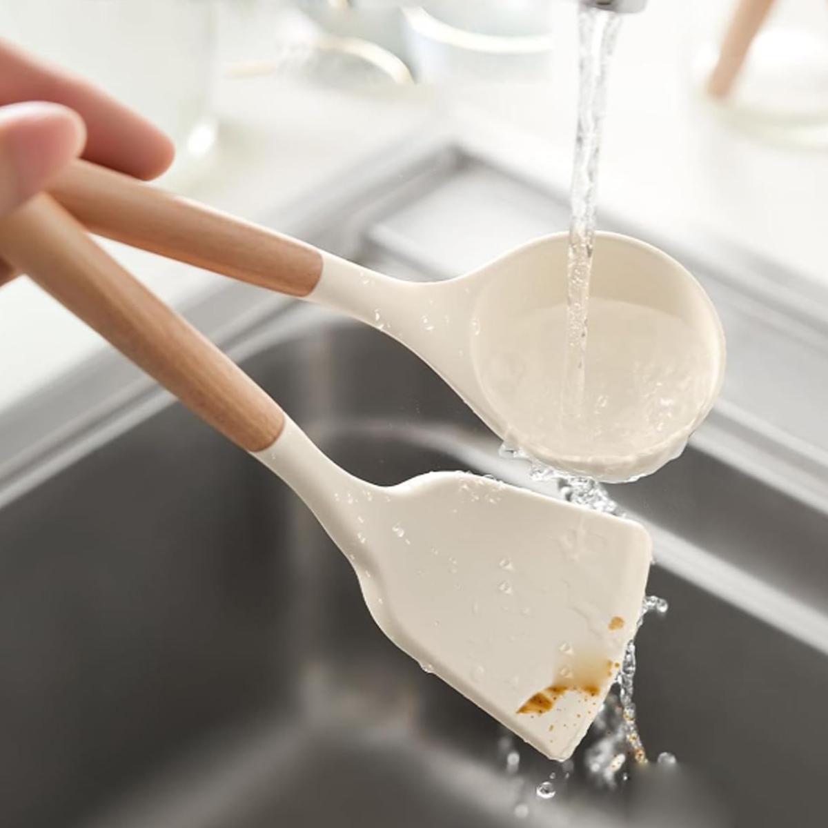 12-Piece Silicone Kitchen Utensil Set with Wood Handles 3