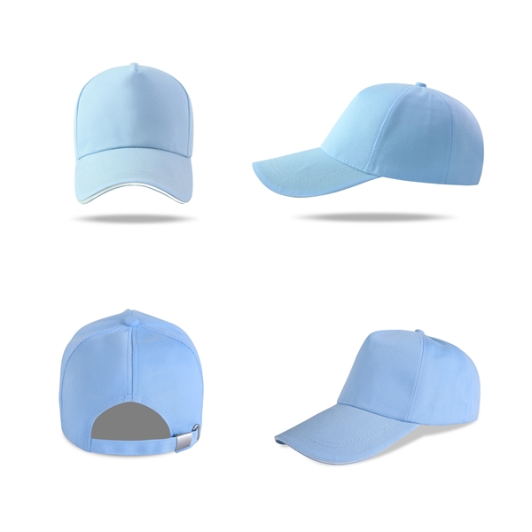 Stock Poly Cotton 5 Panel Cap, Double Buckle Back Fastener 39