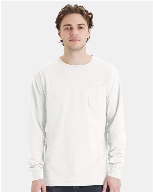 Unisex Garment-Dyed Long Sleeve T-Shirt With a Pocket - GDH250 110