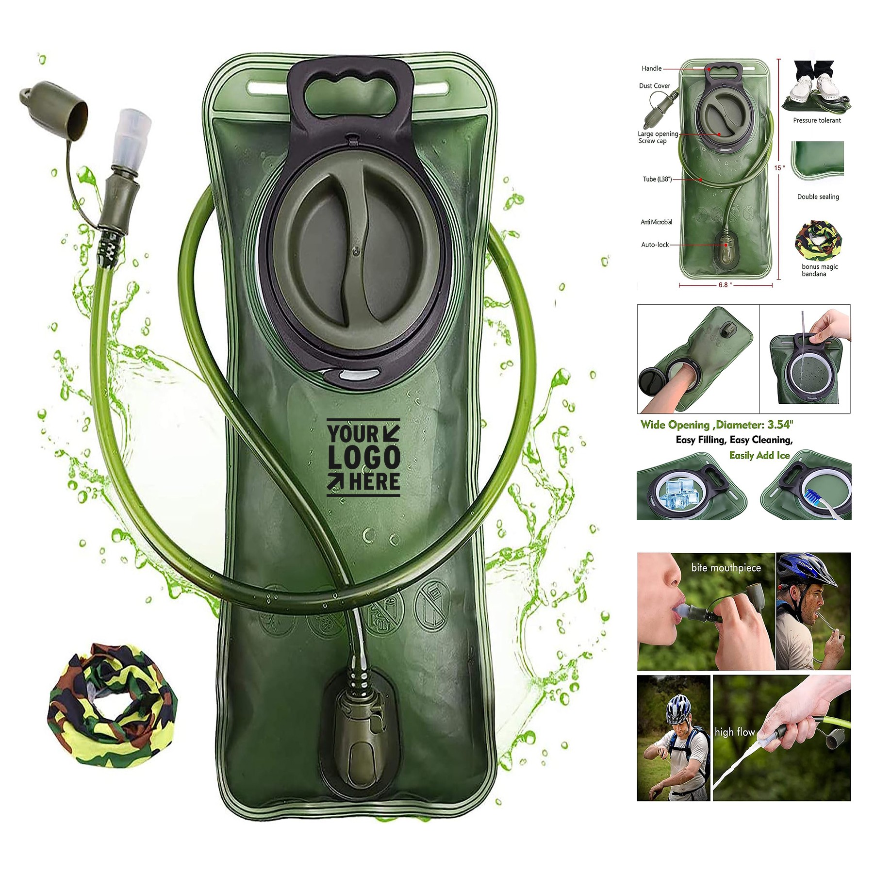 1.5L-2L-3L BPA-Free Hiking Backpack Leak Proof Water Reservoir Storage Bag Water 1