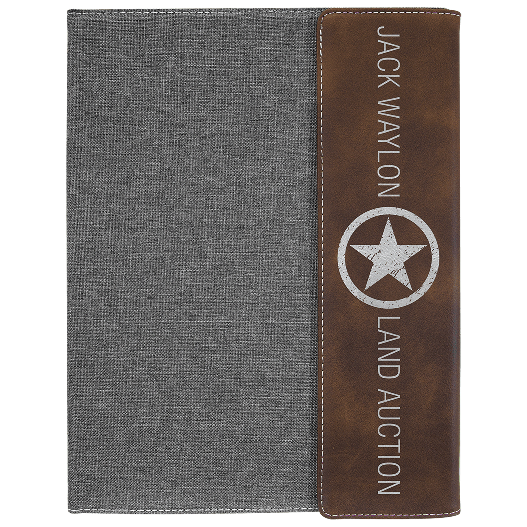 9" x 12" Rustic/Silver Leatherette & Gray Canvas Portfolio 1