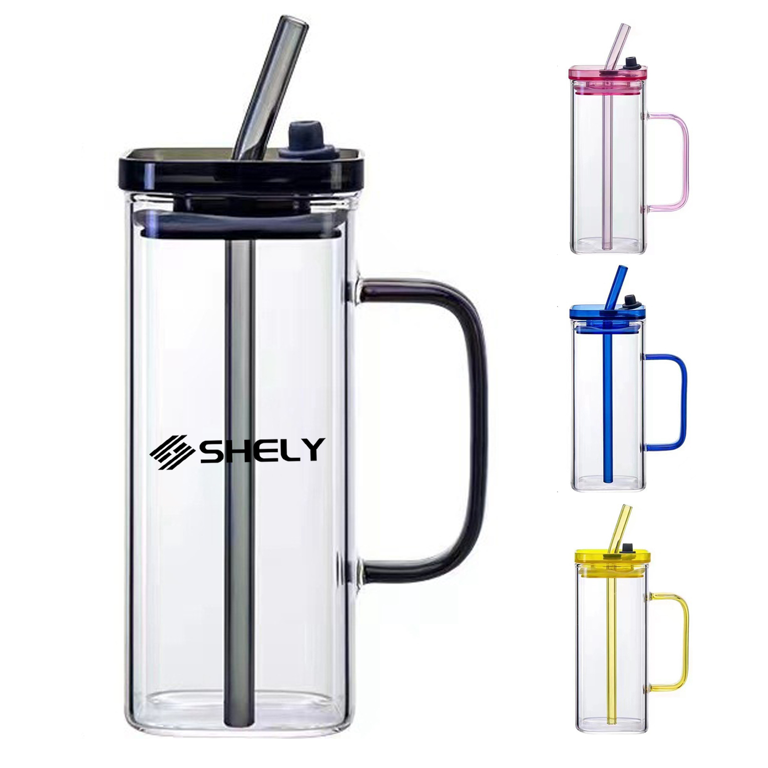 13.5 Oz. Glass Tumbler with Straw and Acrylic Lid 5