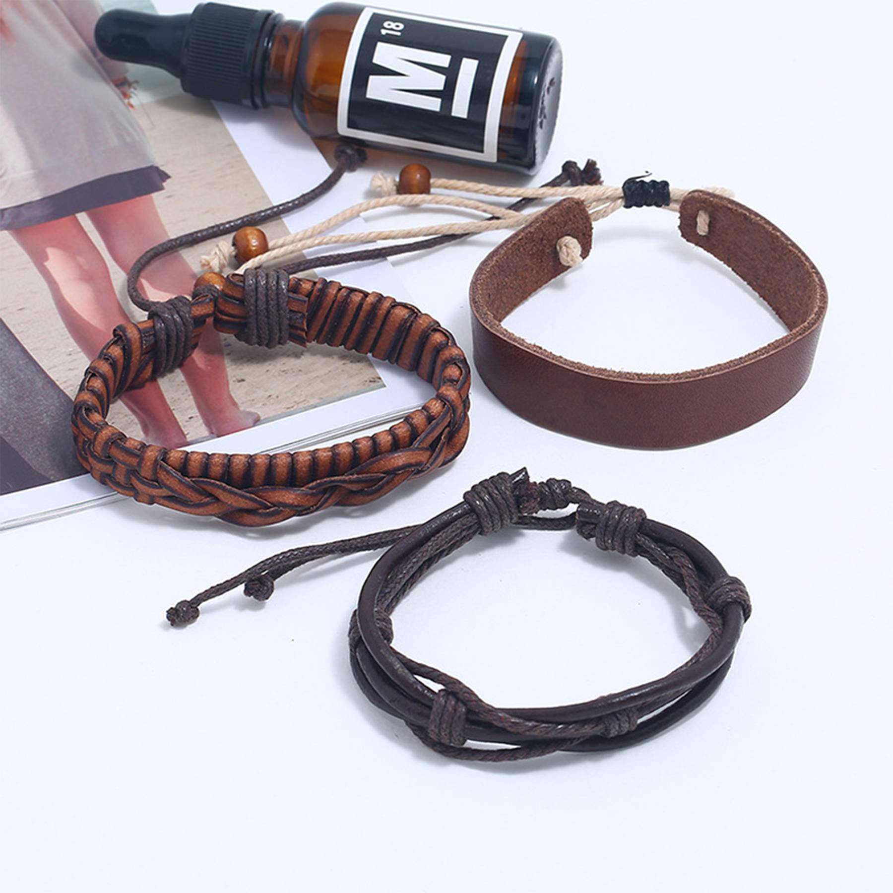 PU Three-piece braided bracelet 4