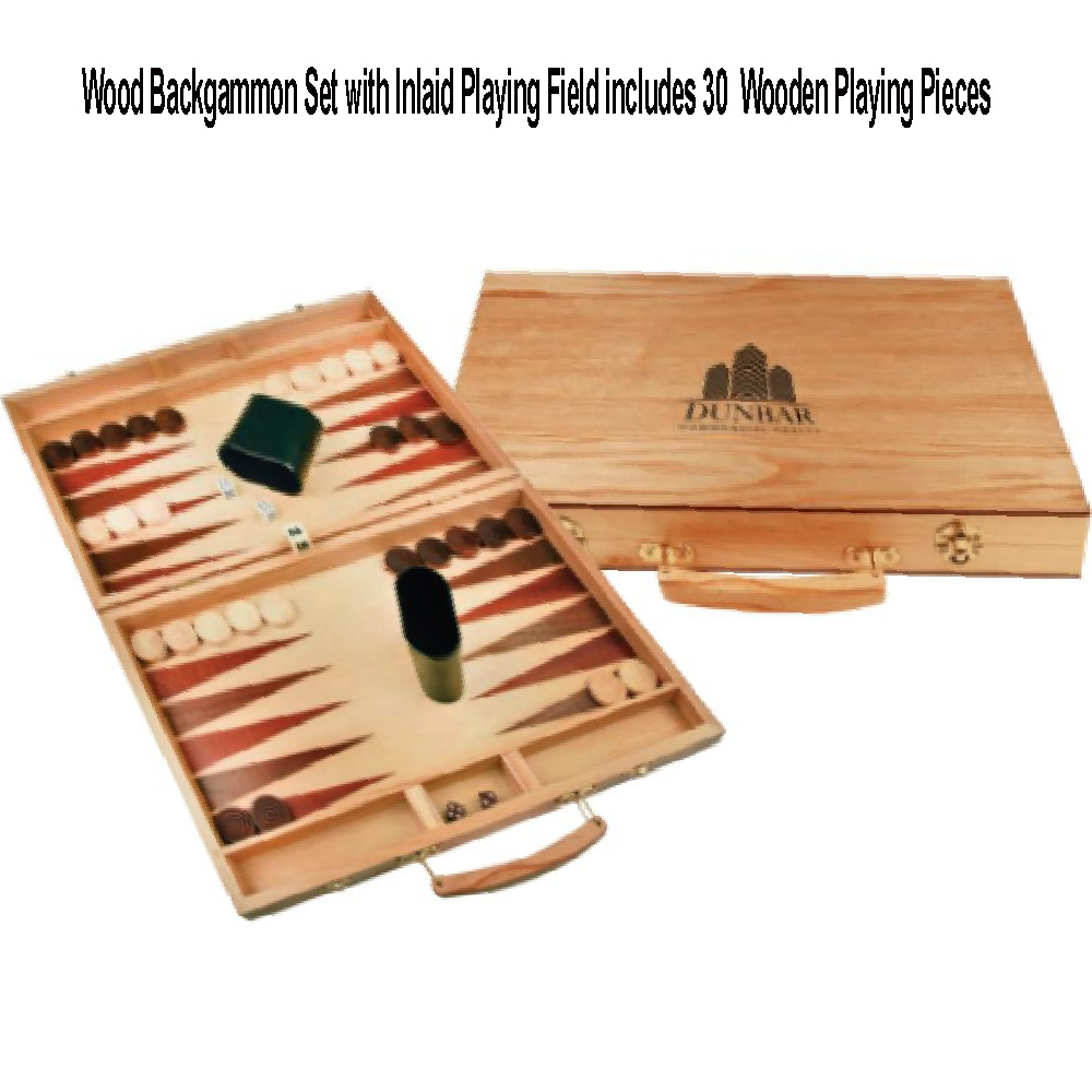 15" X 9 1/2" WOODEN BACKGAMMON GAME 1