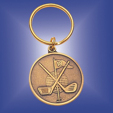BRONZE GOLF MEDALLION KEYRING 1