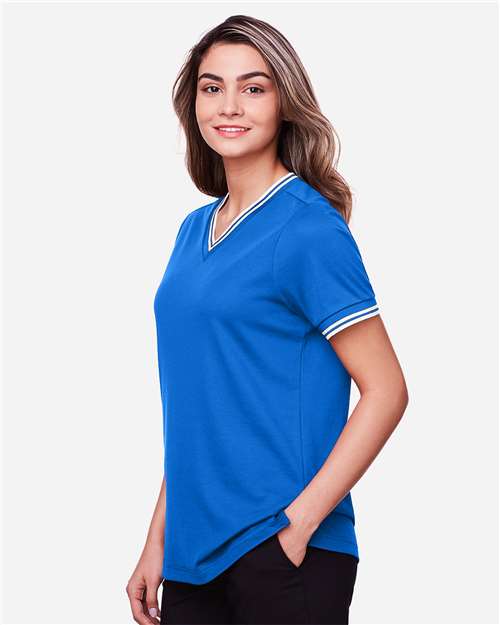 Women's CrownLux Performance® Plaited Tipped V-Neck Shirt - DG20CW 28