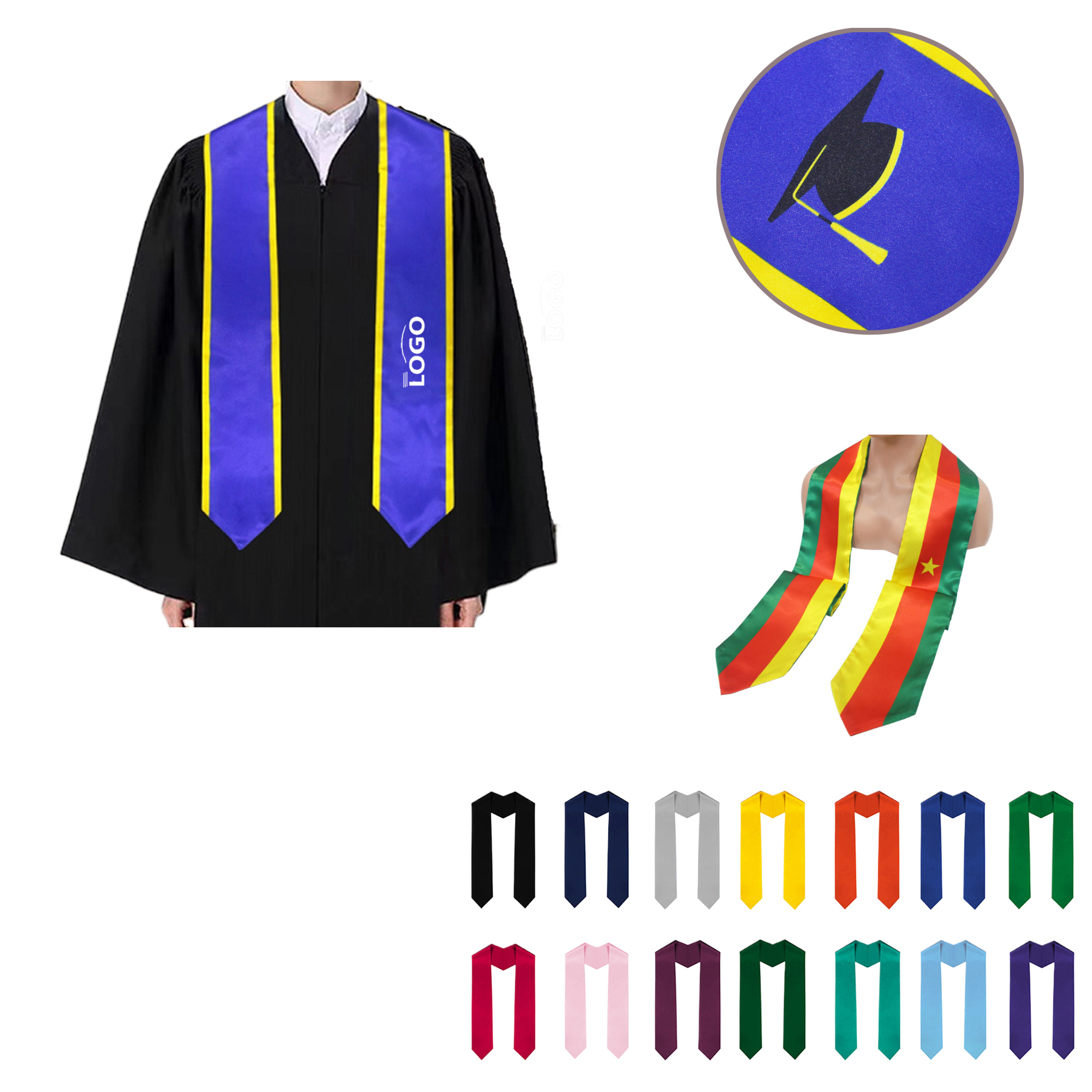 MOQ50 Graduation Digital Printed Shoulder Sash Stole 13