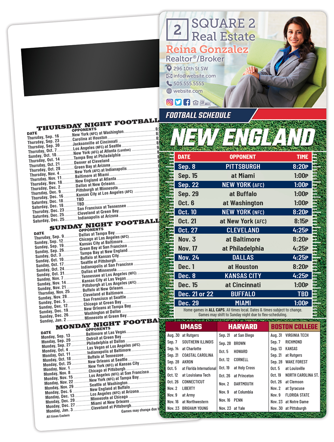 Football Schedule Laminated Card/Postcard with Magnet Strip 3.5x8.5 - 14 pt. 1