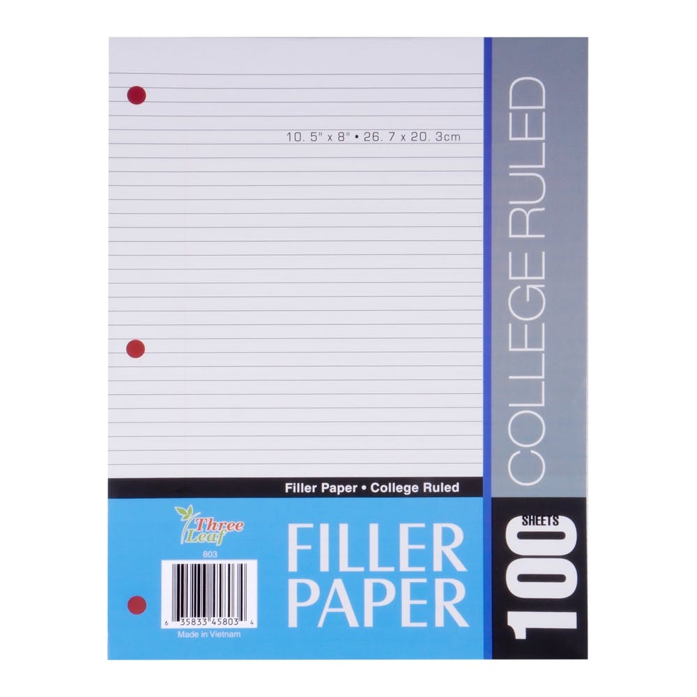 College Ruled Filler Paper - 100 Sheets 56 GSM 1