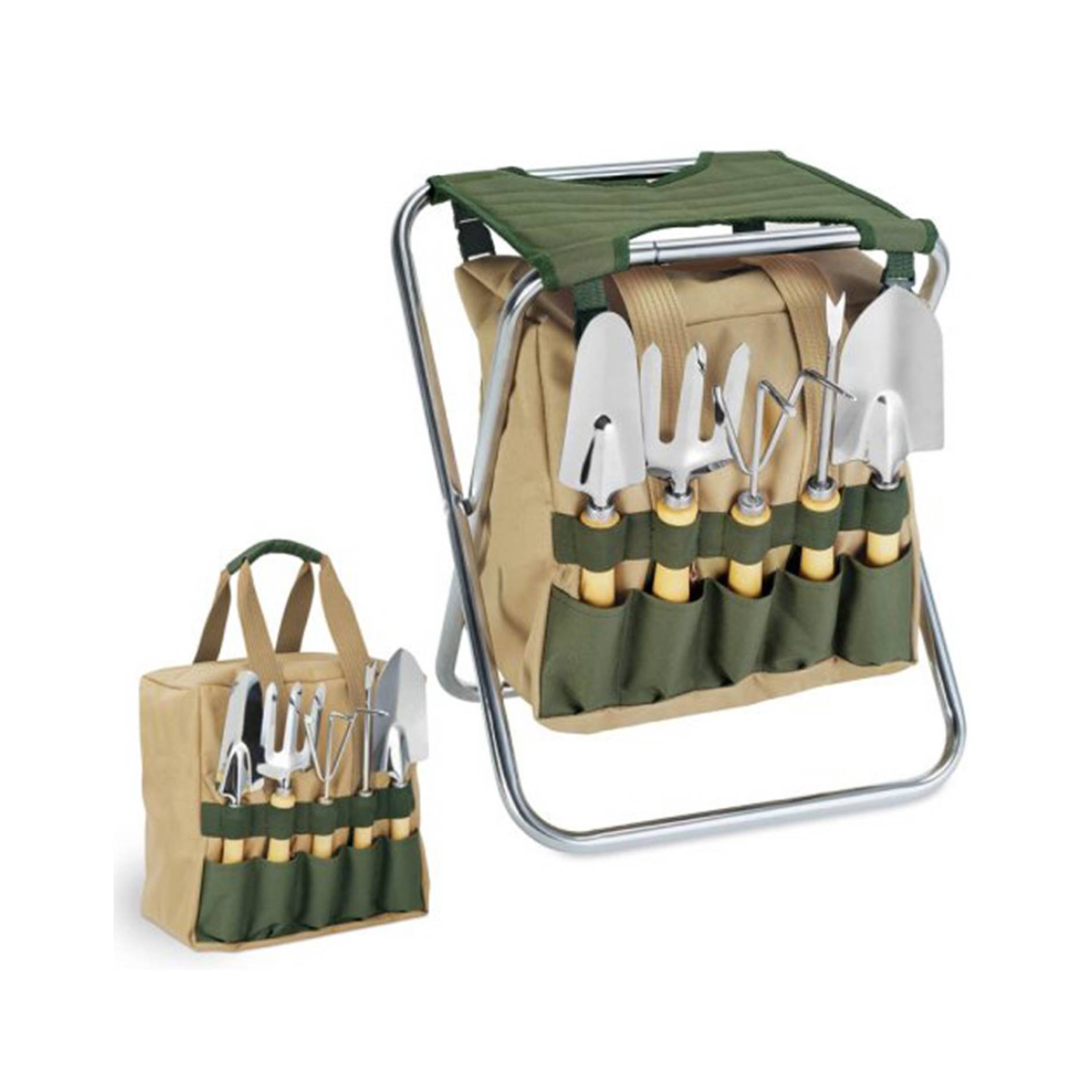 Foldable Stool With Garden Tools 4