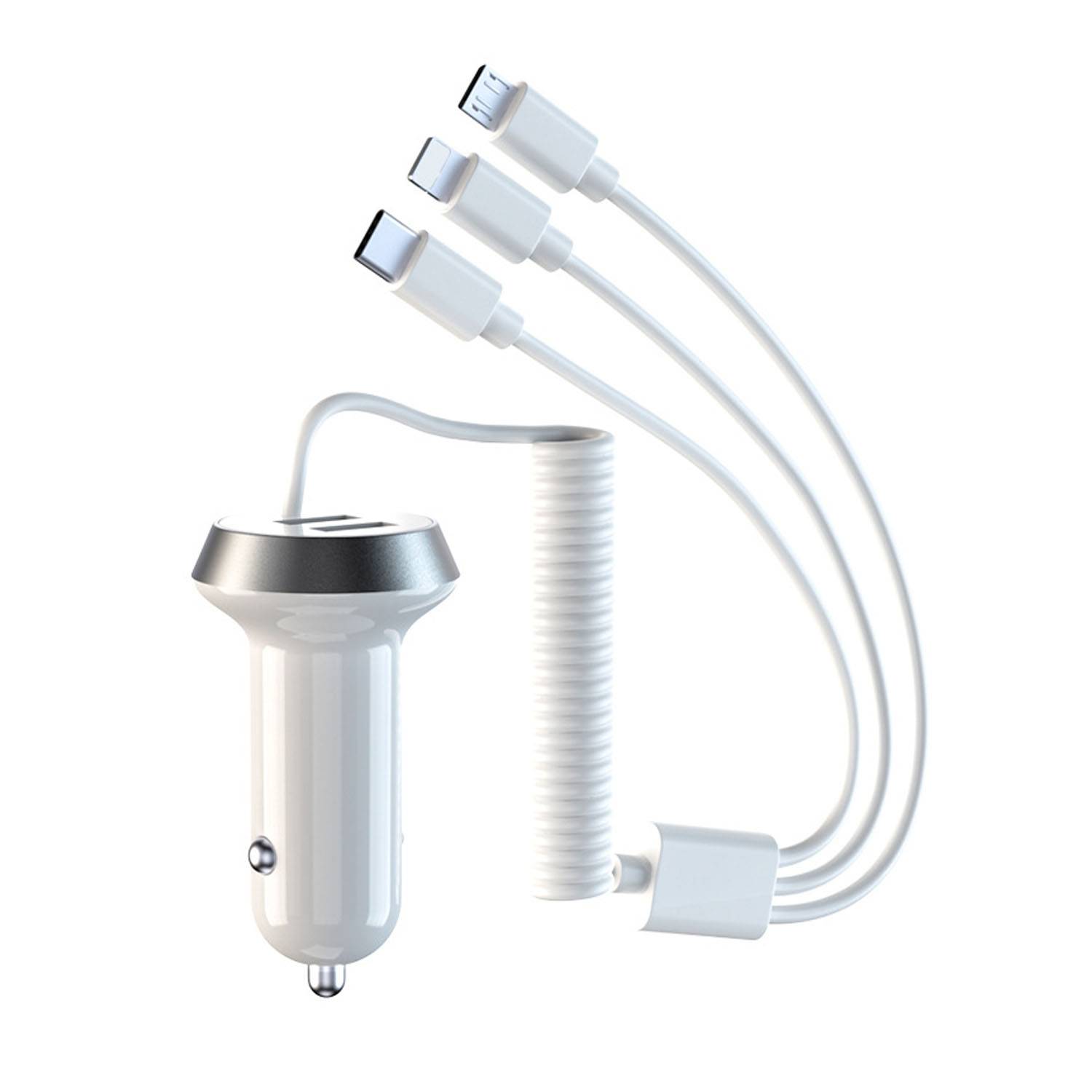 3 in 1 Fast Dual Ports Car Charger with Stretchable Cable 9