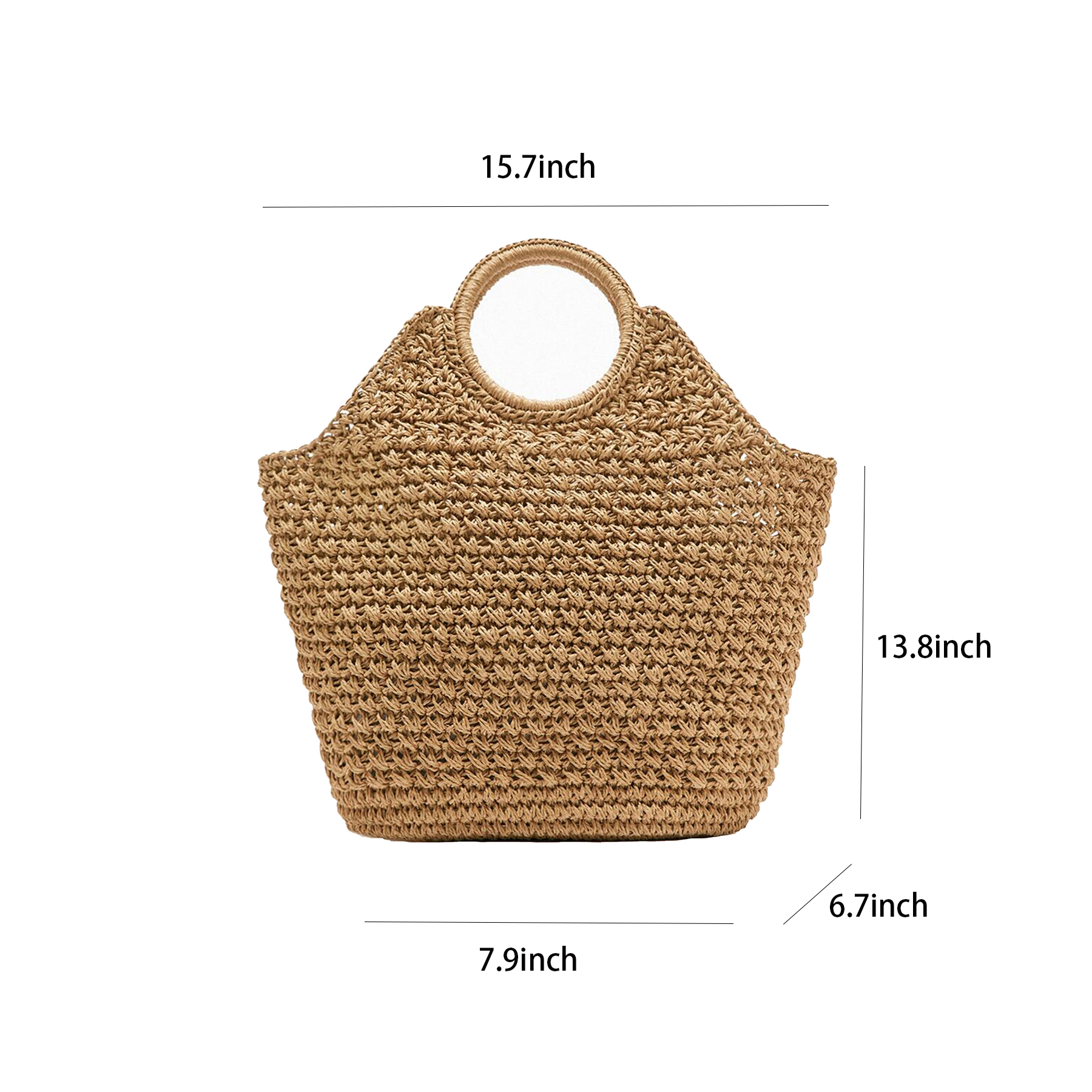Hand-woven Straw Large Bag Round Handle for women 6