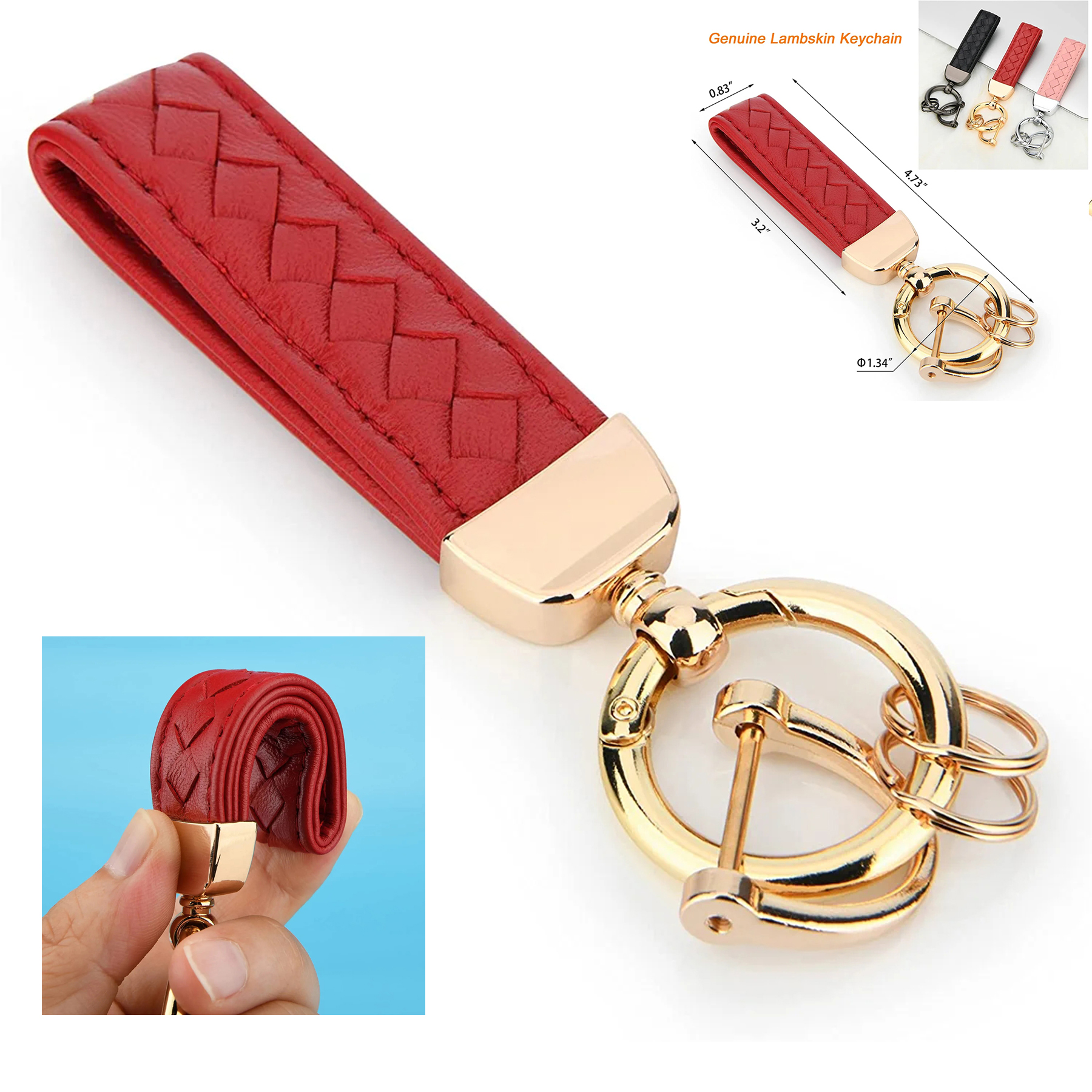 Leather Keychain with Detachable Key Ring 2