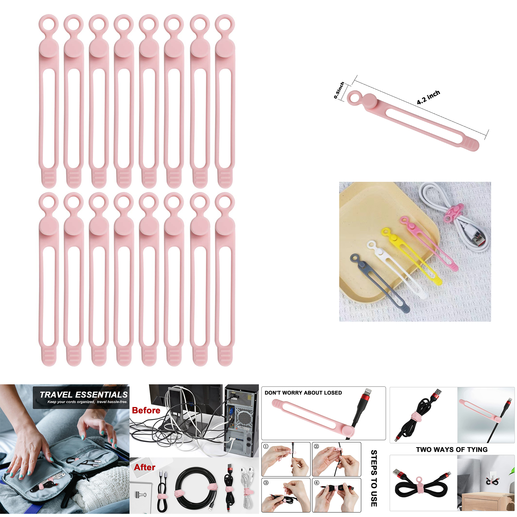 Silicone Cable Straps Wire Organizer 2