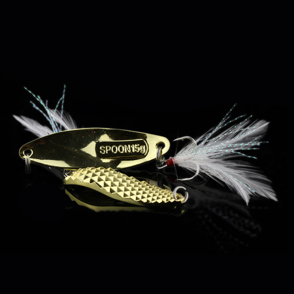 15 Gram Spoon Fishing Lure with Feather Treble Hooks 3