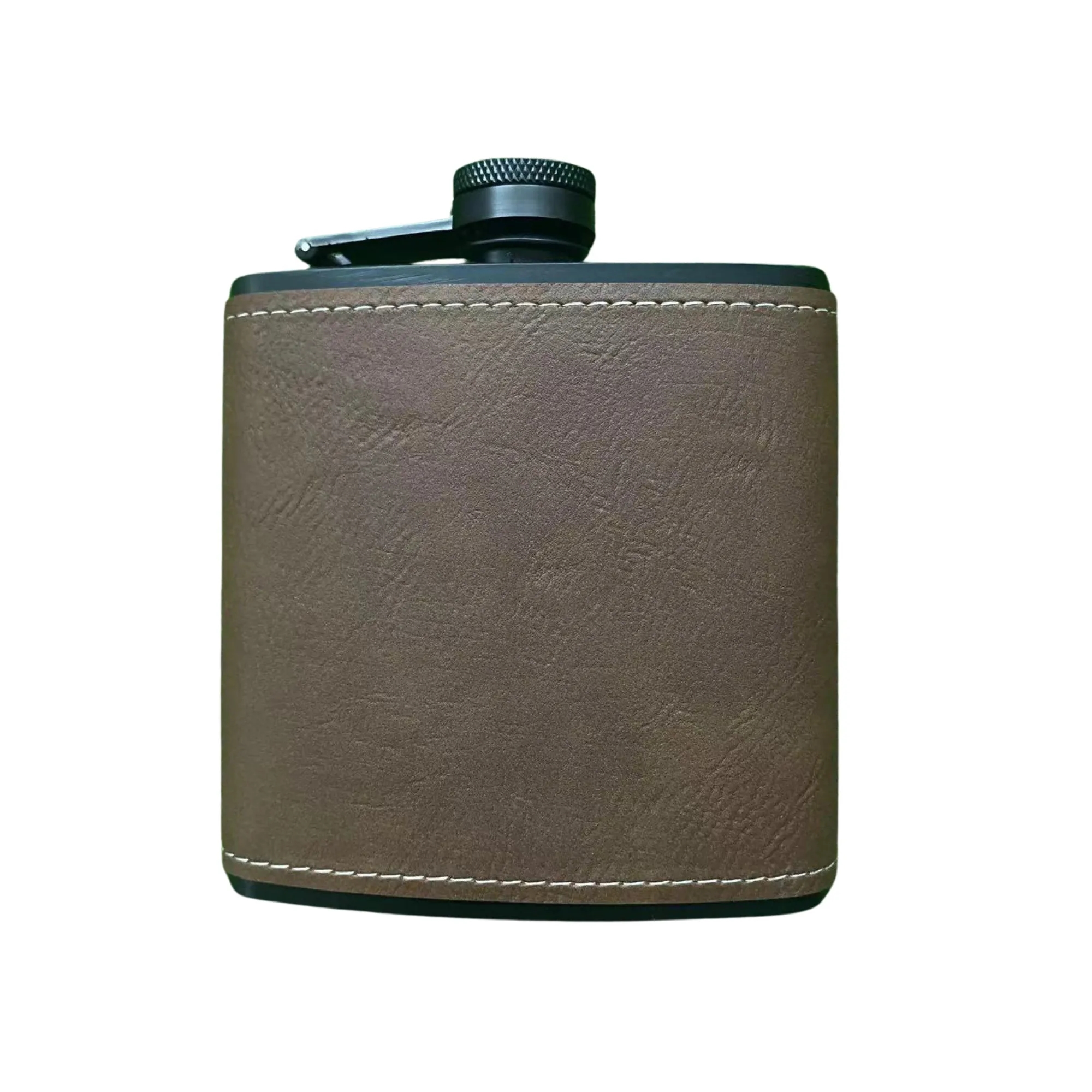 Engraved Leather Hip Flask 6oz 7