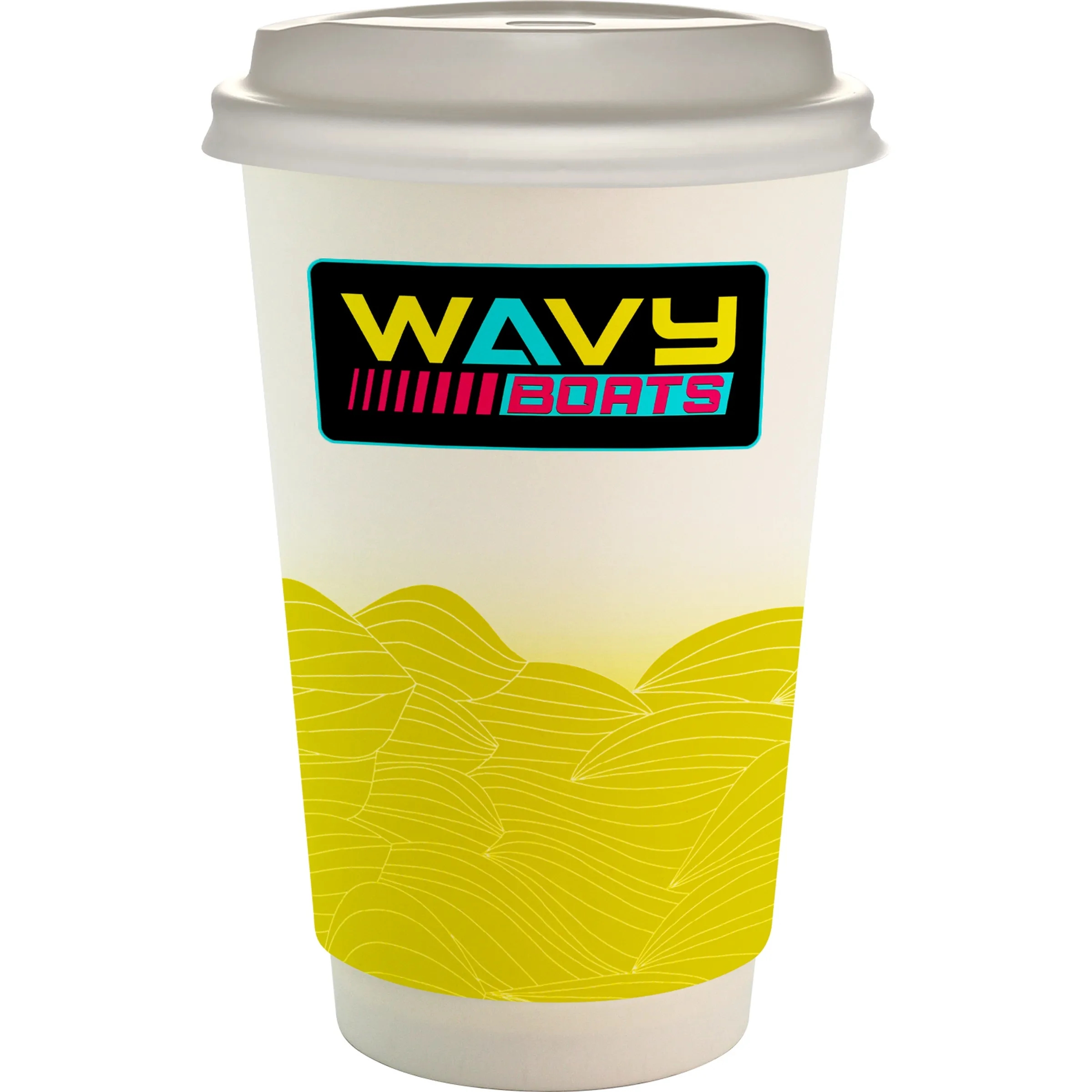 16 oz. Full Color Turbulent Waves Paper Cup With Lid 8