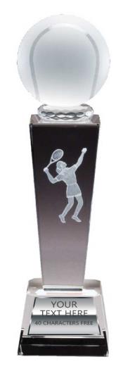 Crystal Tower Tennis Female Award 9x2.5" 2