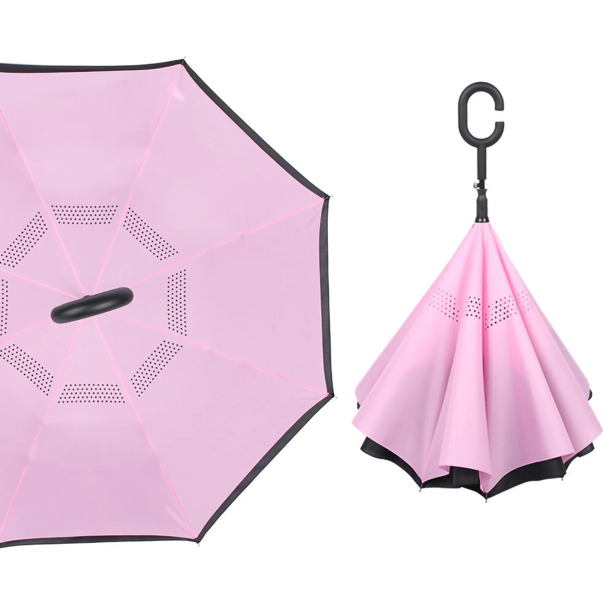 Double Layer C Handle Inverted Reverse Folding Umbrella 15