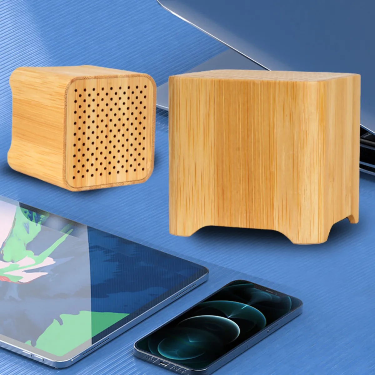 Eco-Friendly Bamboo Wood Cube Bluetooth Wireless Speaker 2