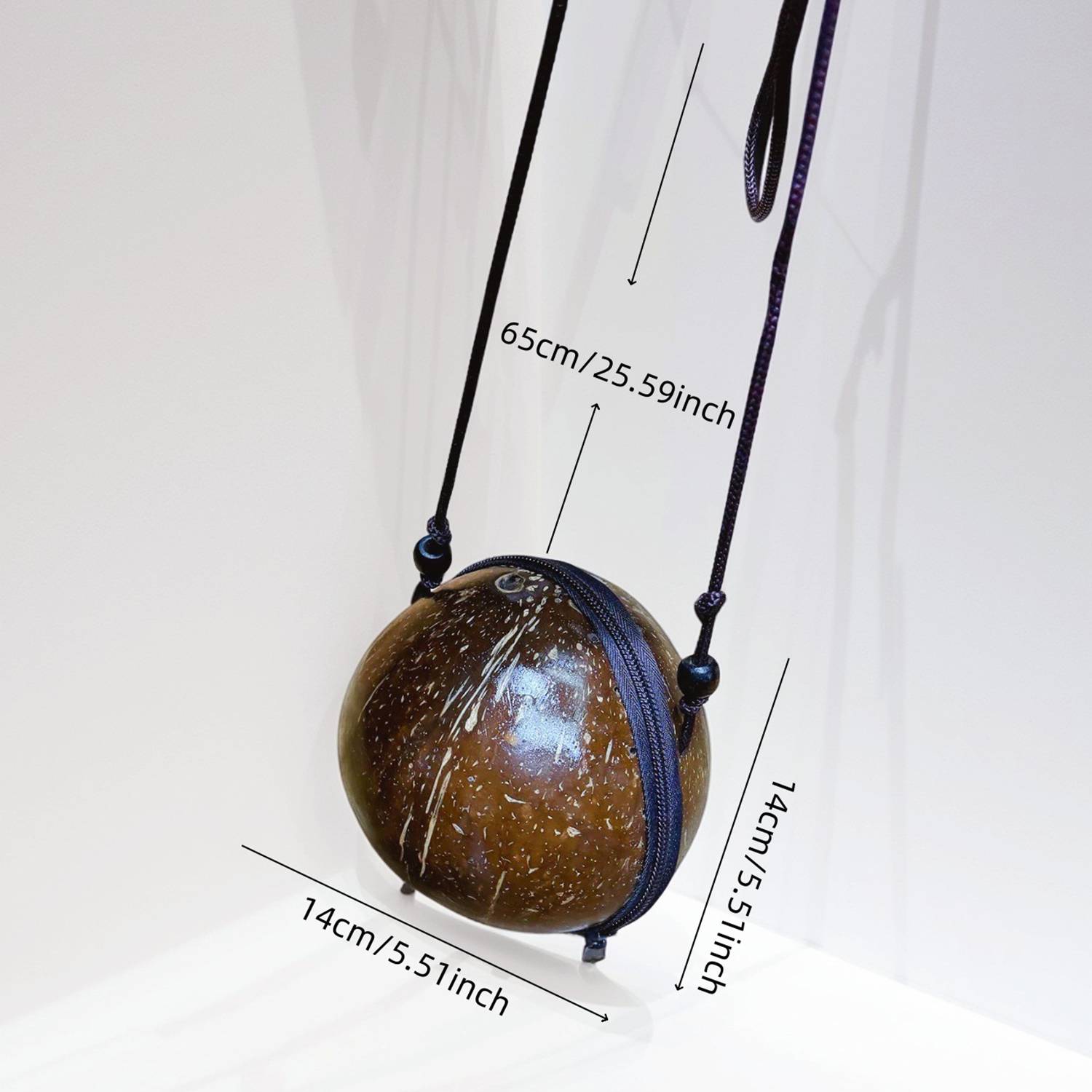 Handmade Coconut Shell Zipper Crossbody Bag 5