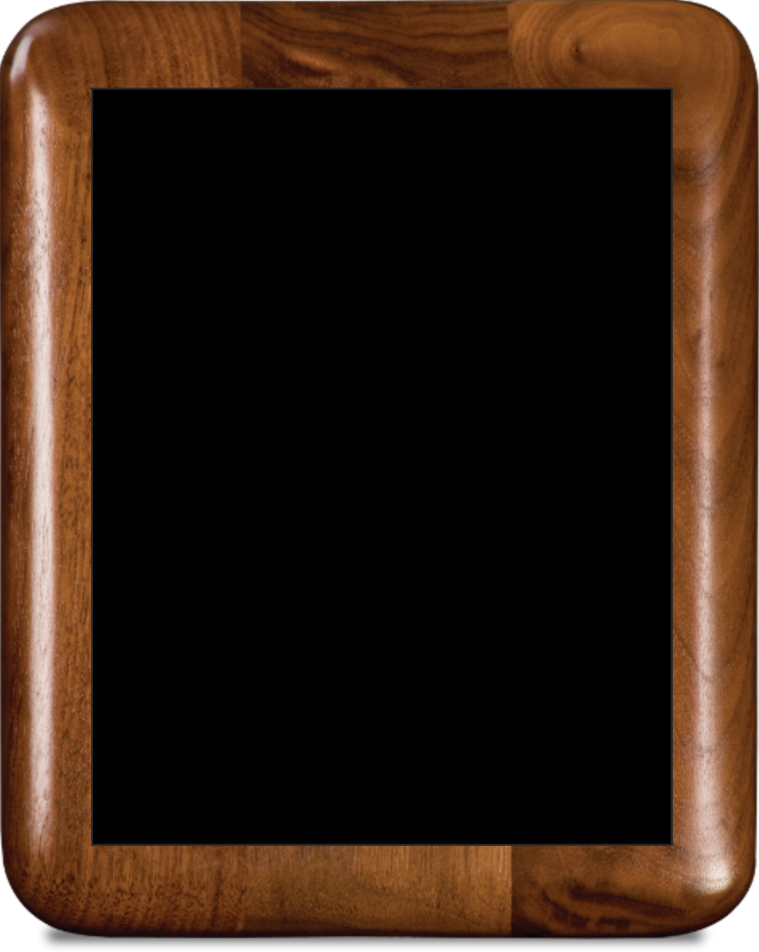 Walnut Elliptical Edge Round Corner Plaque/w Single Plate 16