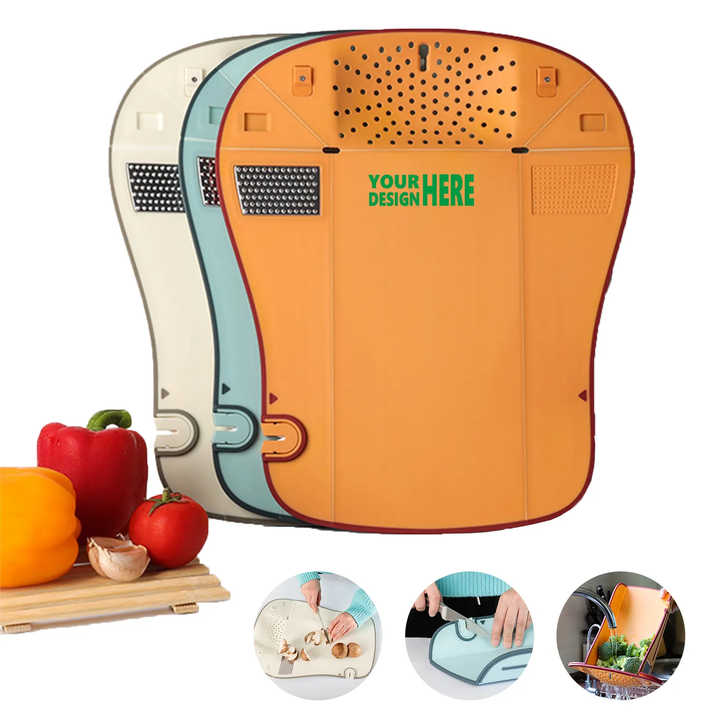 Multifunctional 6-in-1 BPA-Free Cutting Board with Built-in
