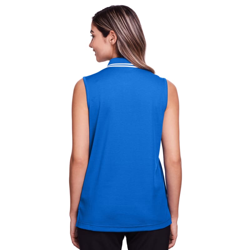 Devon & Jones Ladies' CrownLux Performance™ Plaited Tipped Sleeveless Polo 13