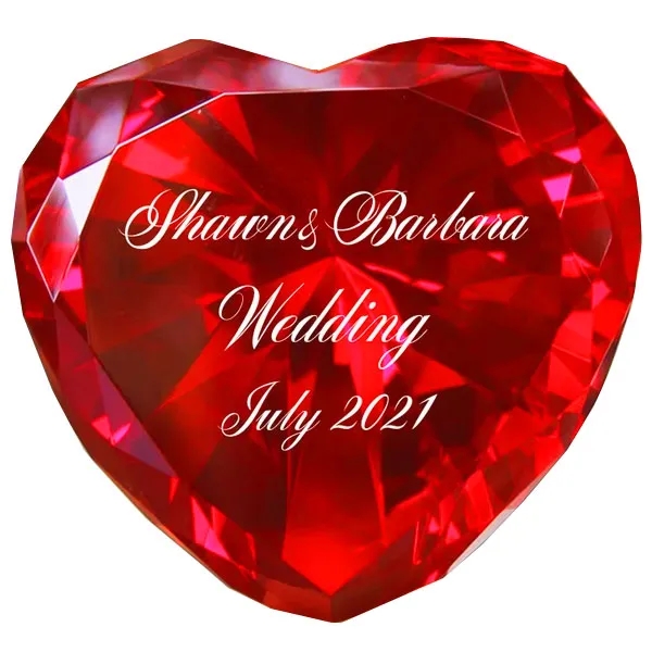 Red Heart Shaped Crystal Diamond Paperweight 9