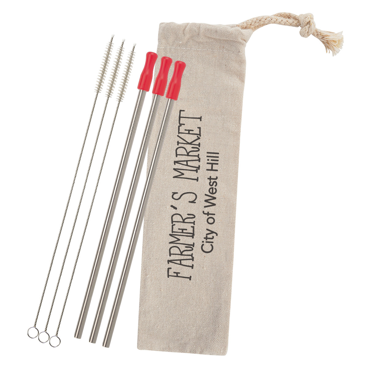 3-Pack Stainless Straw Kit with Cotton Pouch 14