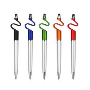 Silver Barrel Stylus Pen With Phone Stand And Ballpoint Functionality 9