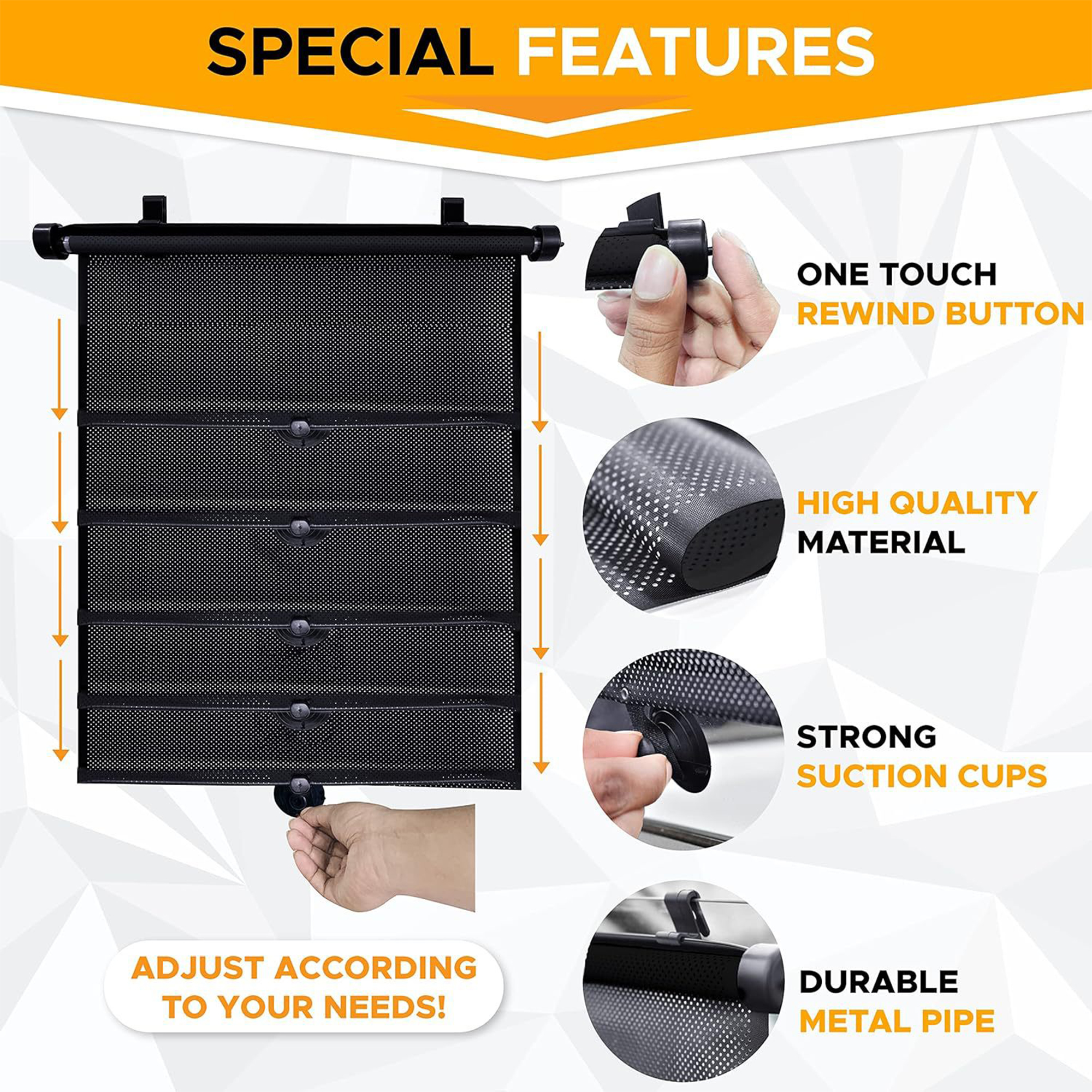 Silicone Telescopic Car Side Sunshade Roller Blind 3
