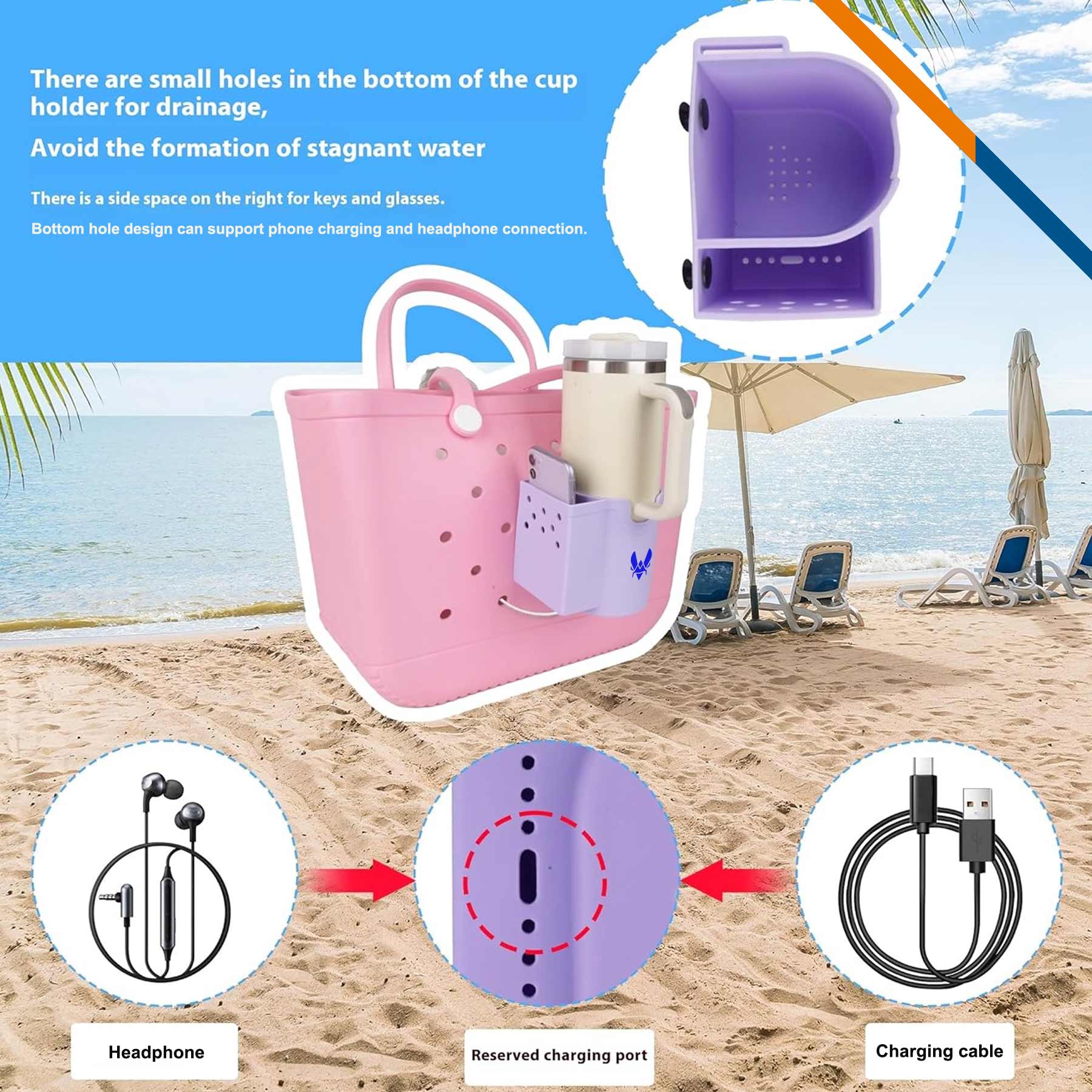 Laird Holey Beach Tote 2in1 Cup Holder 8