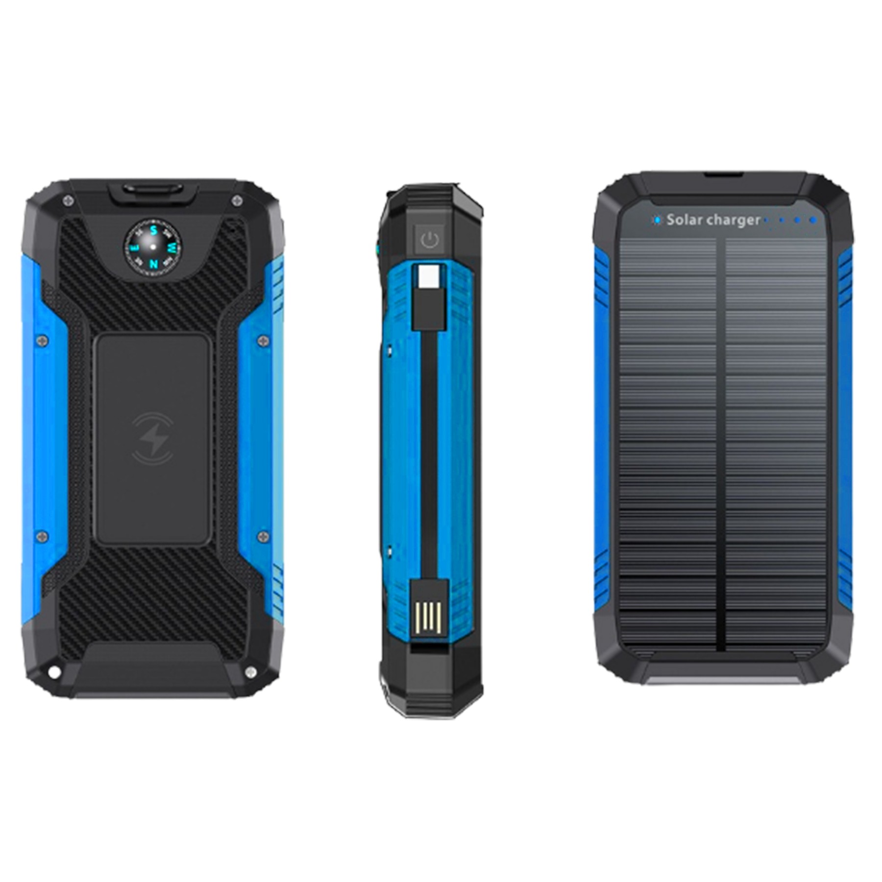 20000Mah Wireless Charging Solar Power Bank Flashlight 4