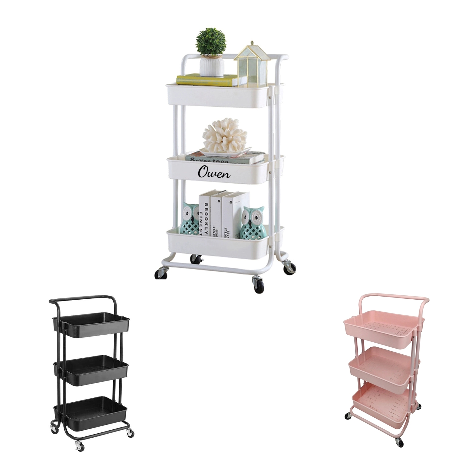 Heavy Duty 3-Tier Metal Utility Rolling Cart 1