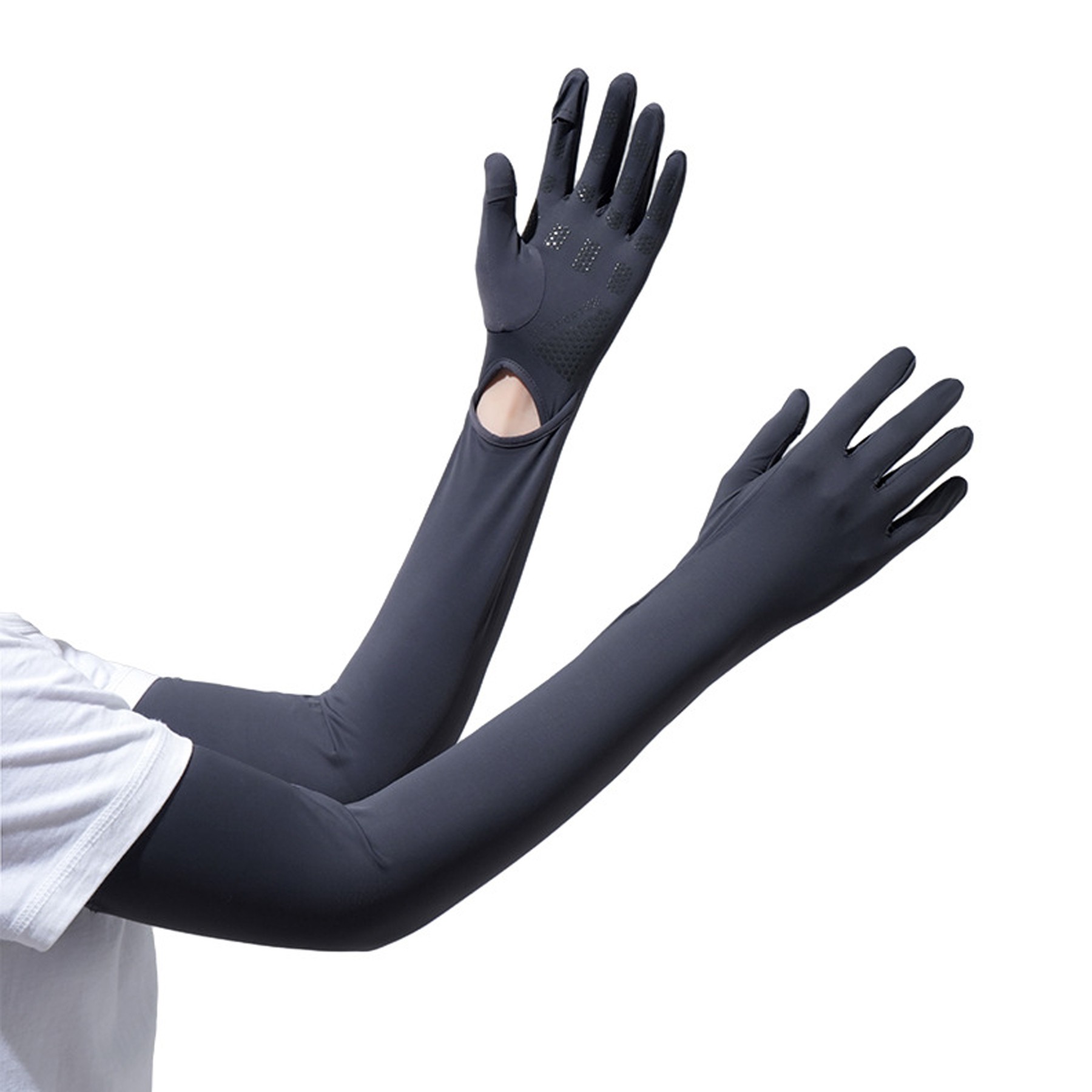Women Sun Protection Arm Sleeve With Tumb Hole 7