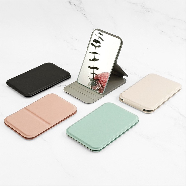 PU Leather Stand Up Desktop Folding Makeup Mirror 4
