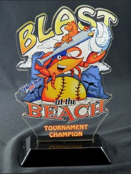 Custom Cut Acrylic Award With Full Uv Print On A Black Snap-In Base 3