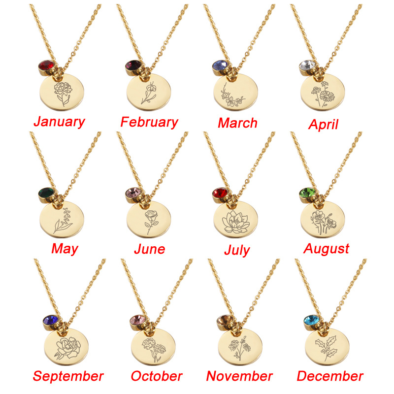 Birth Month Flower Name Necklace 2